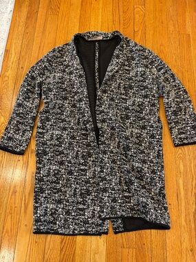 Philosophy Black and White Marled Open-Front Cardigan